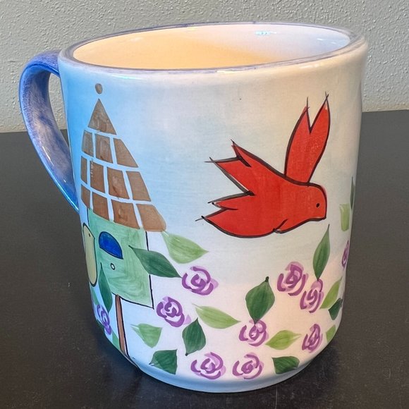 Mesa International Handcrafted Hand Painted Mug w/ Birds and Birdhouses - Picture 3 of 9